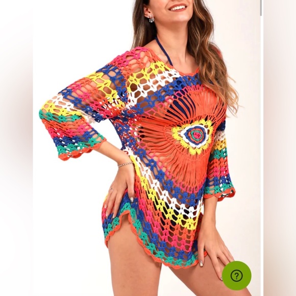 Beachsissi Crochet Colorful Cover Up Top Brand New - Picture 3 of 7